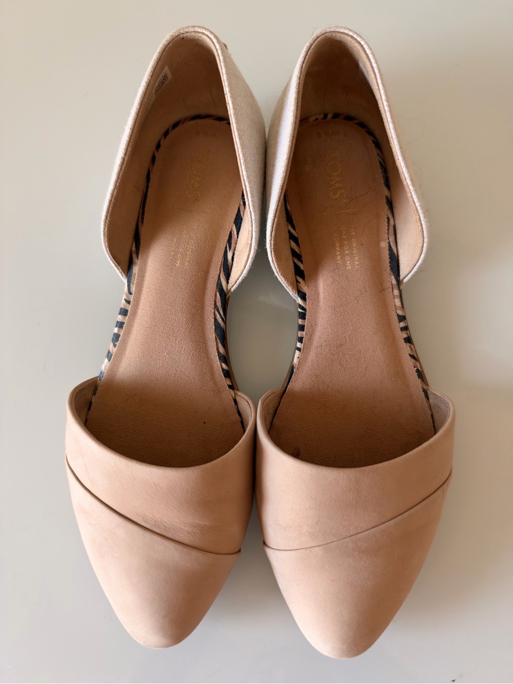 Toms D'Orsay Pointed Toe Flats in Nude Blush 9.5